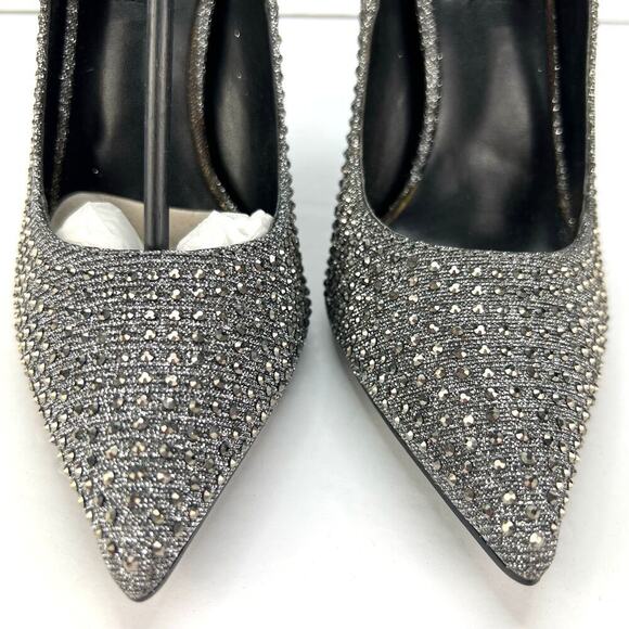 EUC Steve Madden Poet Pewter RHINESTONE Studded Heels Size 6.5 w Box - Picture 11 of 11